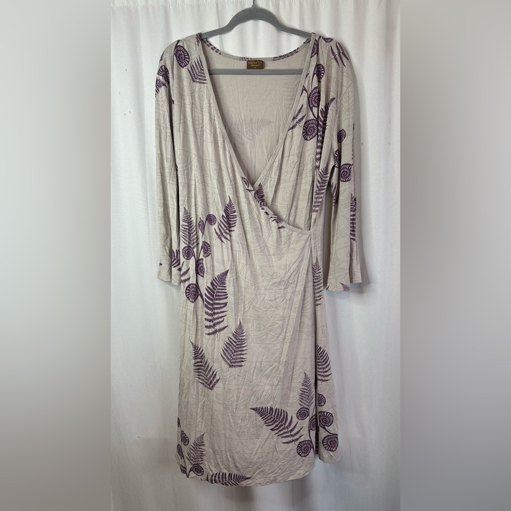 Wahine Toa Cream and Purple Maxi Dress size XL EUC